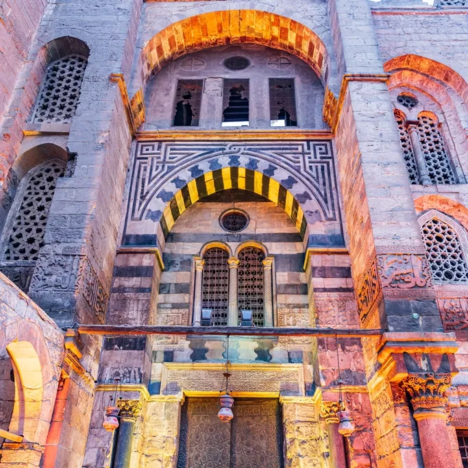 Cairo entrance to mosque on El Moez street Old Cairo.jpg Cairo entrance to mosque on El Moez street Old Cairo.jpg